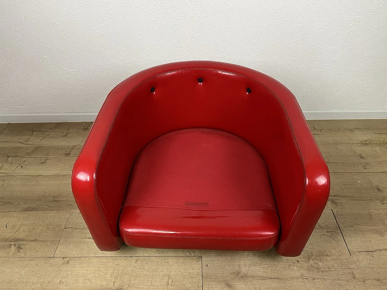 Space Age red vinyl Aarmchair, 1970s 18