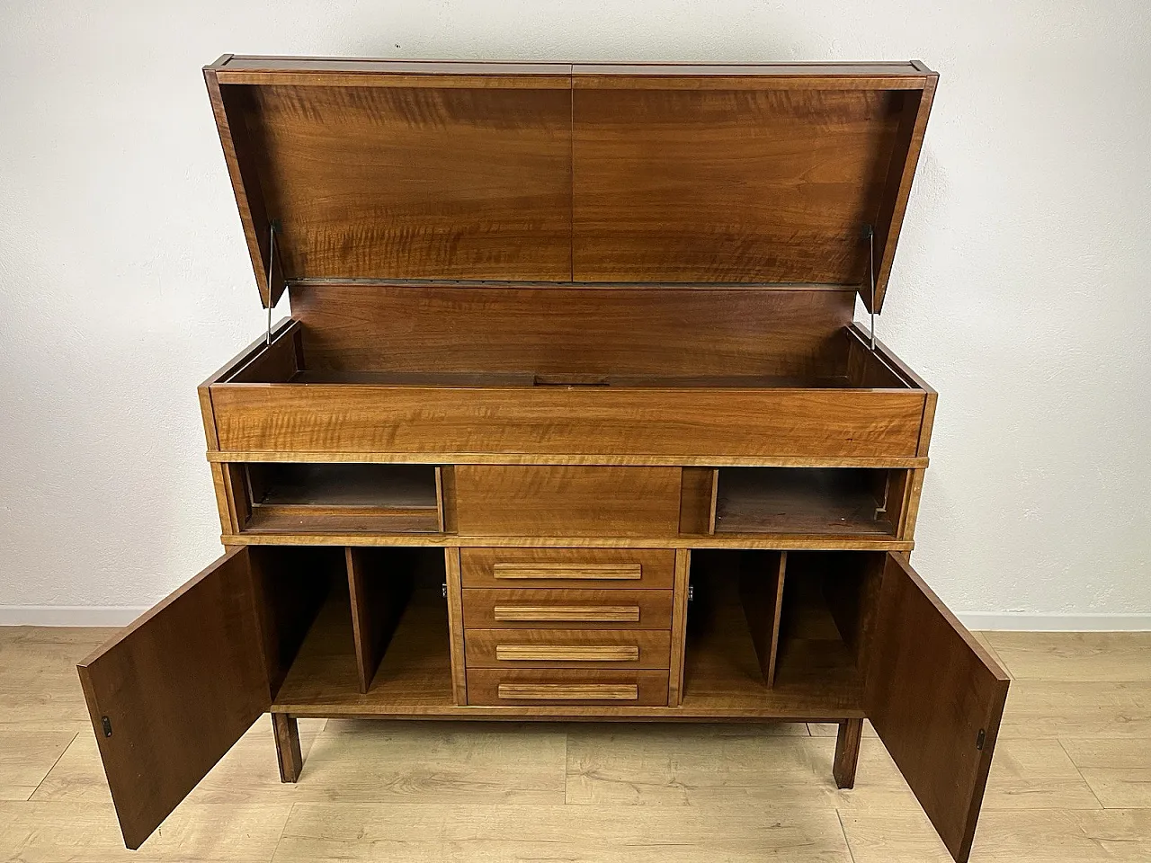 Wooden turntable sideboard, 1960s 10