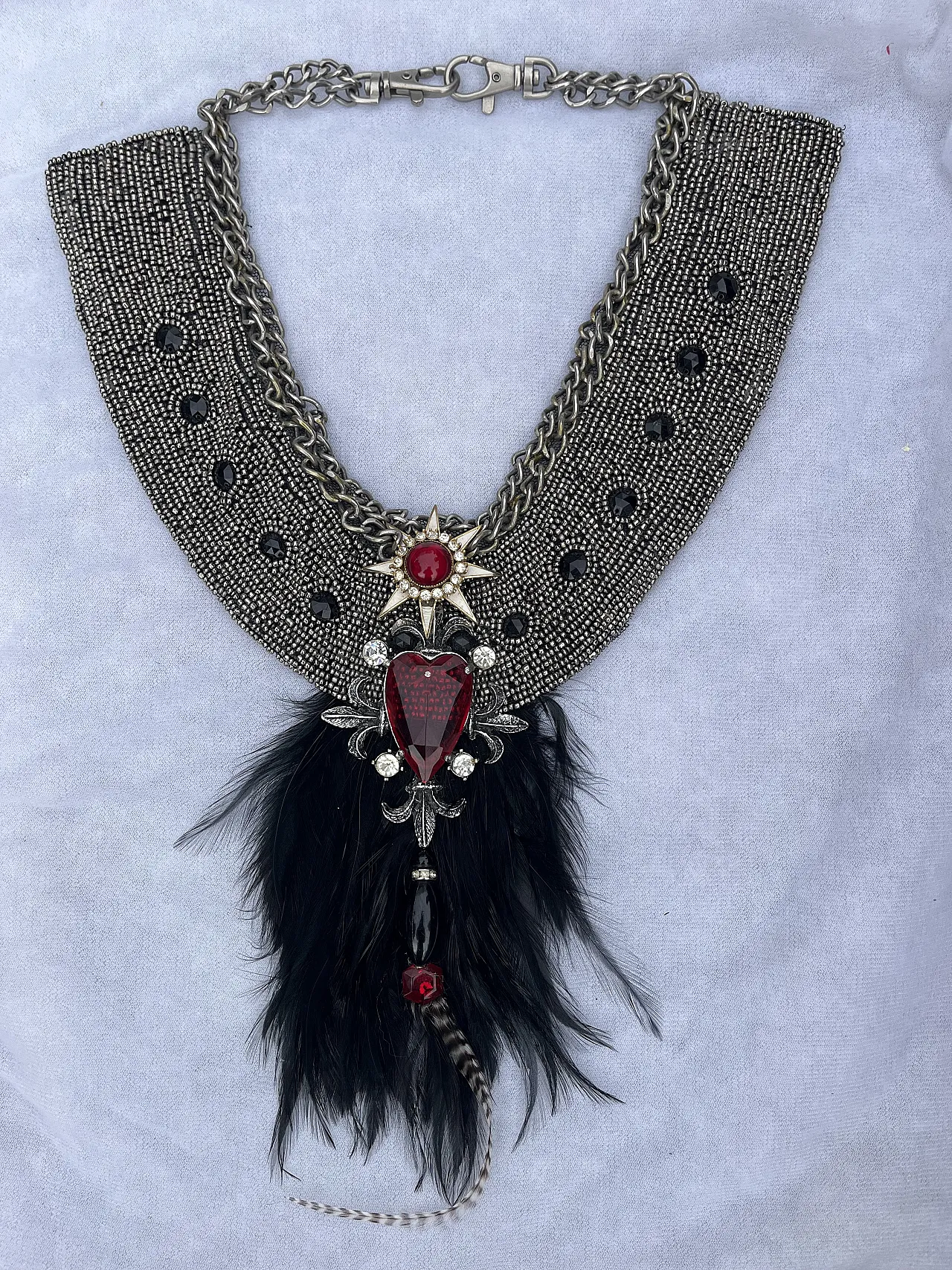 Gothic necklace with feathers, 70s 1