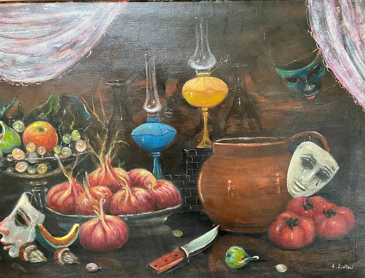 Dipinto Francese di A. Lioton Impressionista, anni '70 1