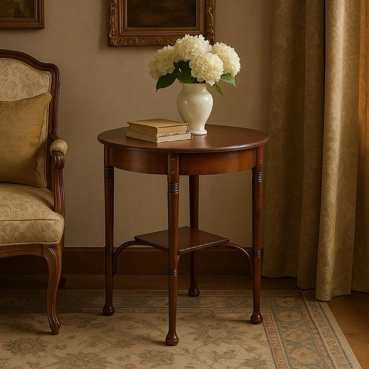 Tavolino in stile Thonet in faggio tinto noce, primo '900 2