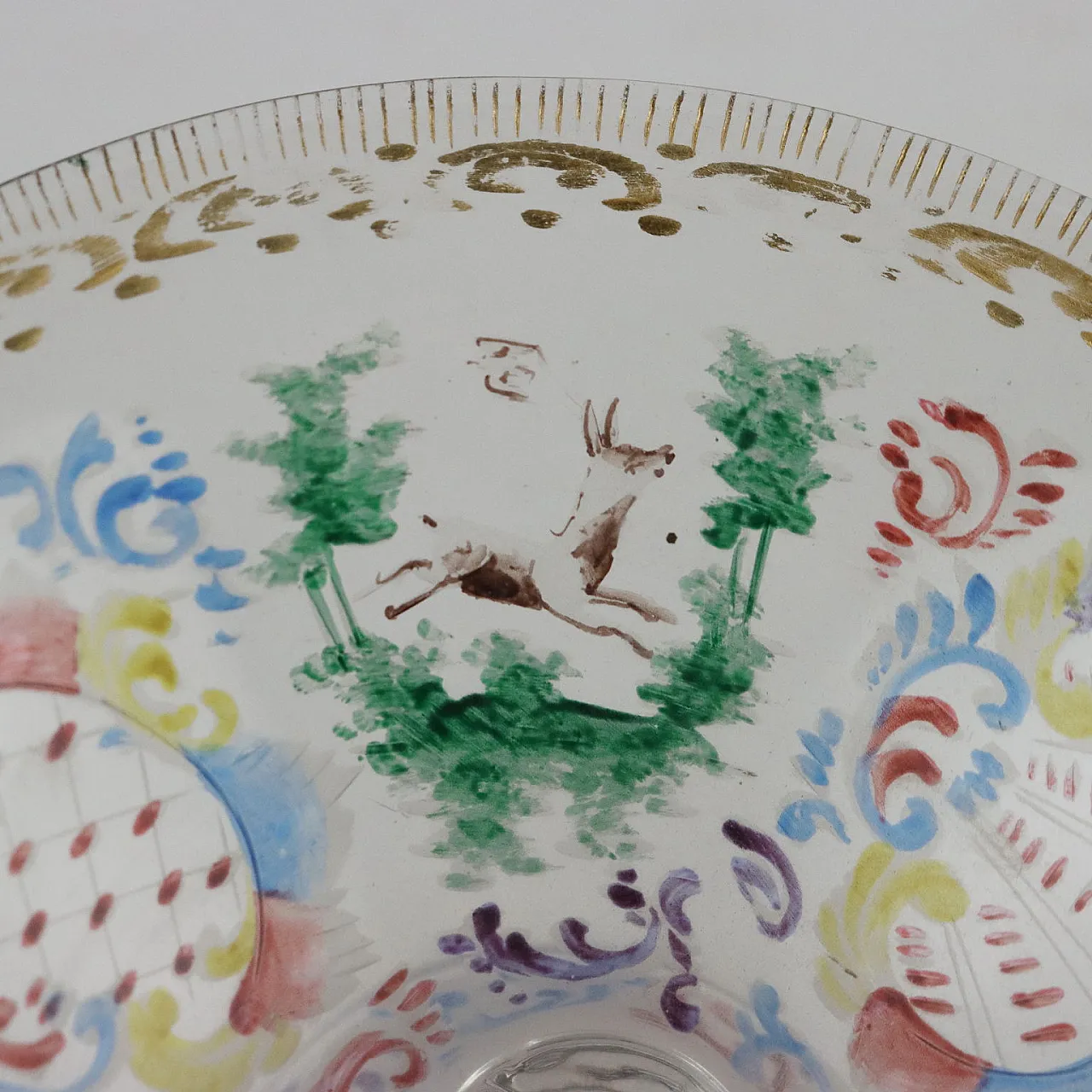 4 Bicchieri in vetro con decori incisi e dipinti, inizio '900 4