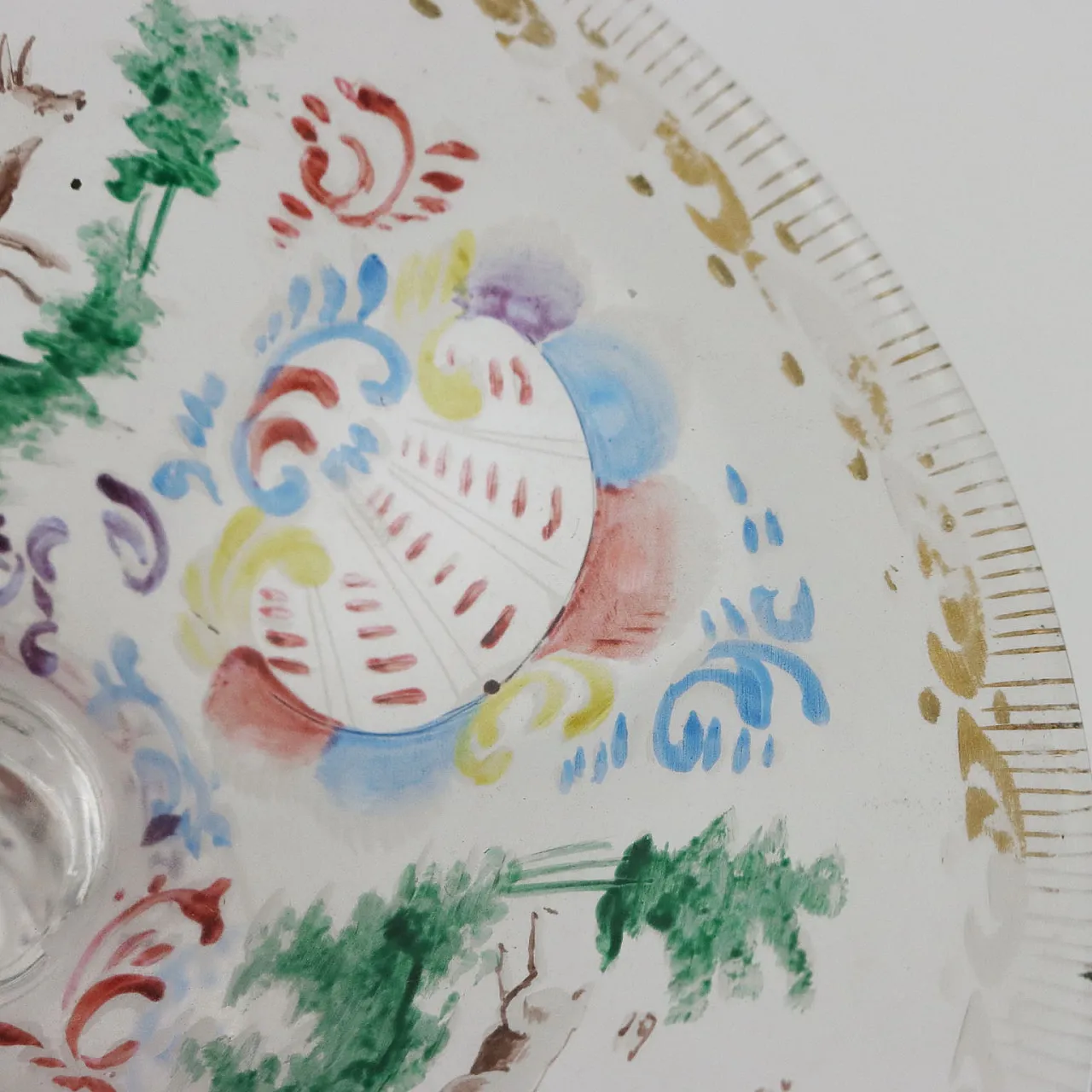 4 Bicchieri in vetro con decori incisi e dipinti, inizio '900 5