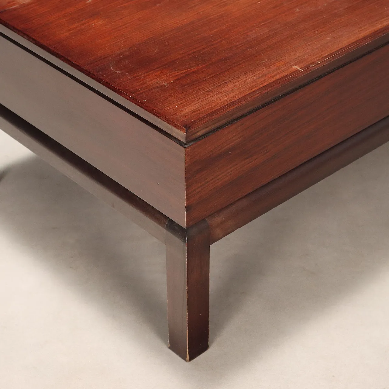 Tavolino in legno impiallacciato in legno esotico, '900 3