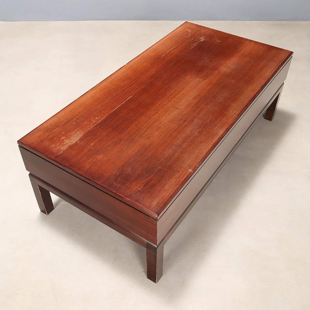 Tavolino in legno impiallacciato in legno esotico, '900 5