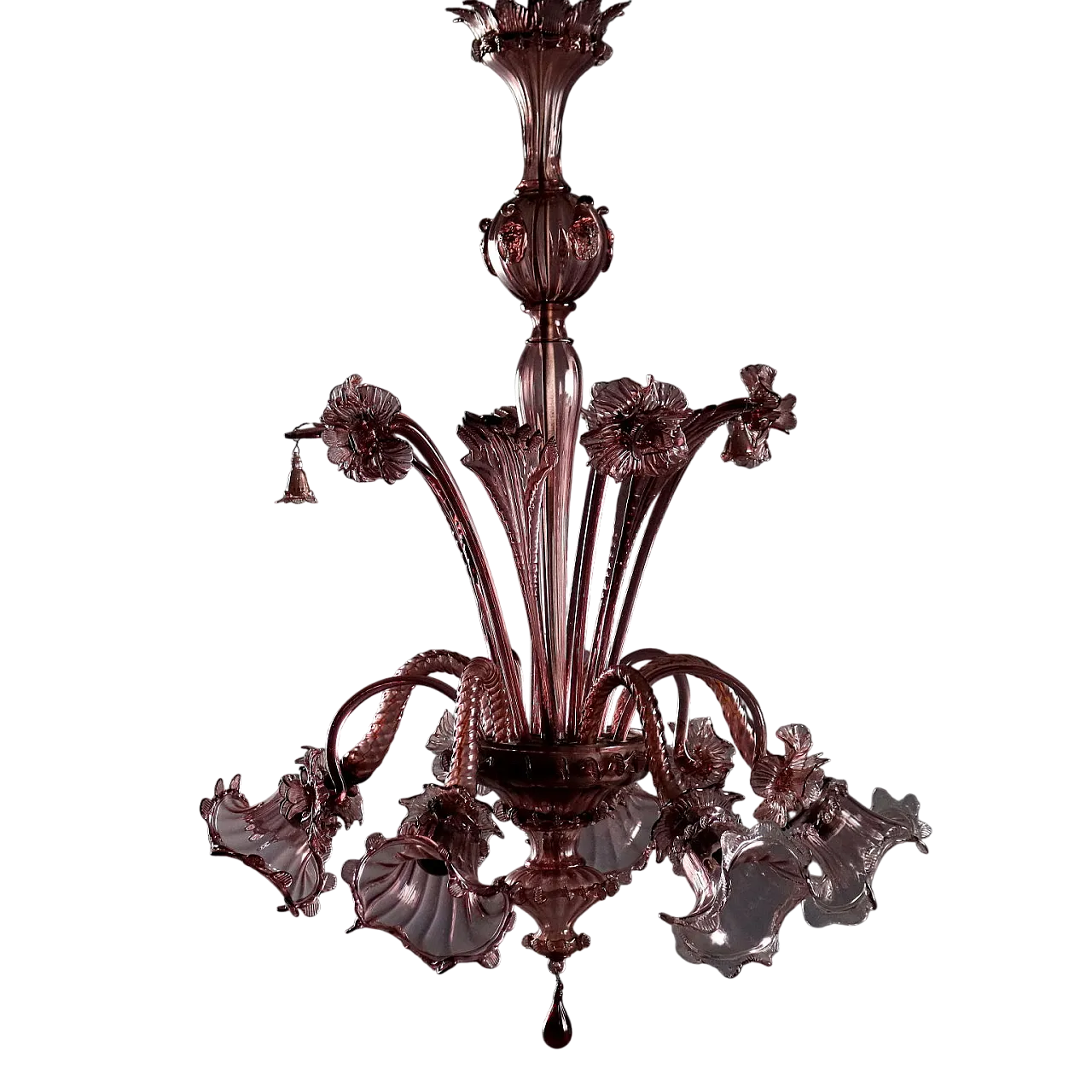 Five-light blown glass chandelier, late 19th century 11
