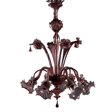 Five-light blown glass chandelier, late 19th century