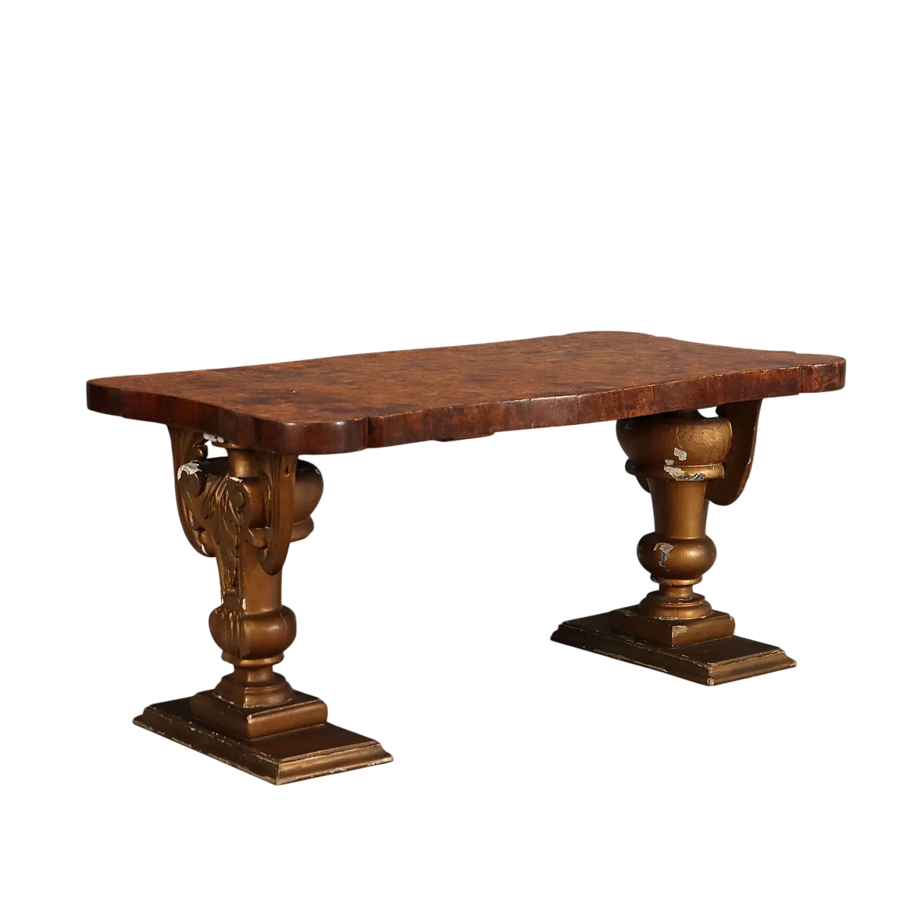Coffee table with shaped top veneered in walnut burl, 20th century 10