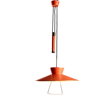 Lacquered metal lamp with curtain mechanism, 20th century