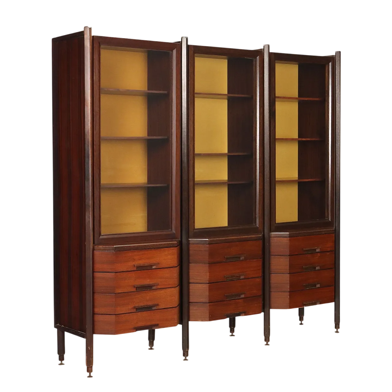 Exotic wood veneered display case with display cases, 20th century 11