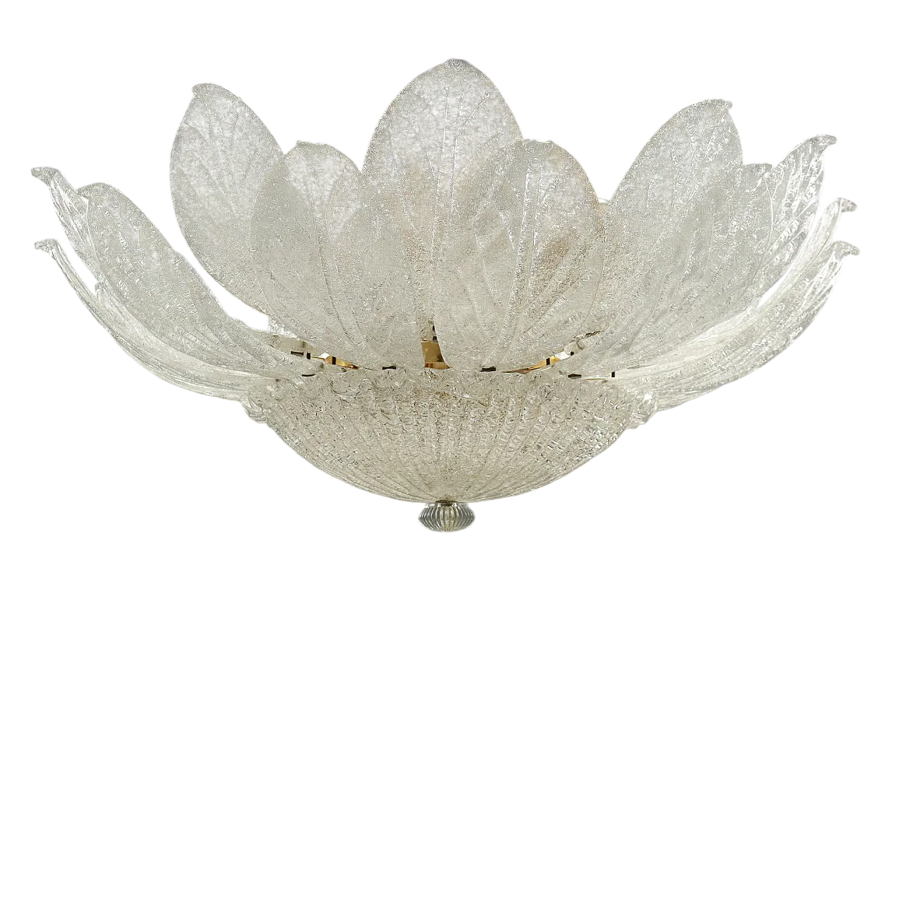 Gold-plated metal lamp and Murano glass leaves, 20th century 11