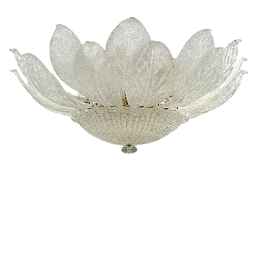 Gold-plated metal lamp and Murano glass leaves, 20th century