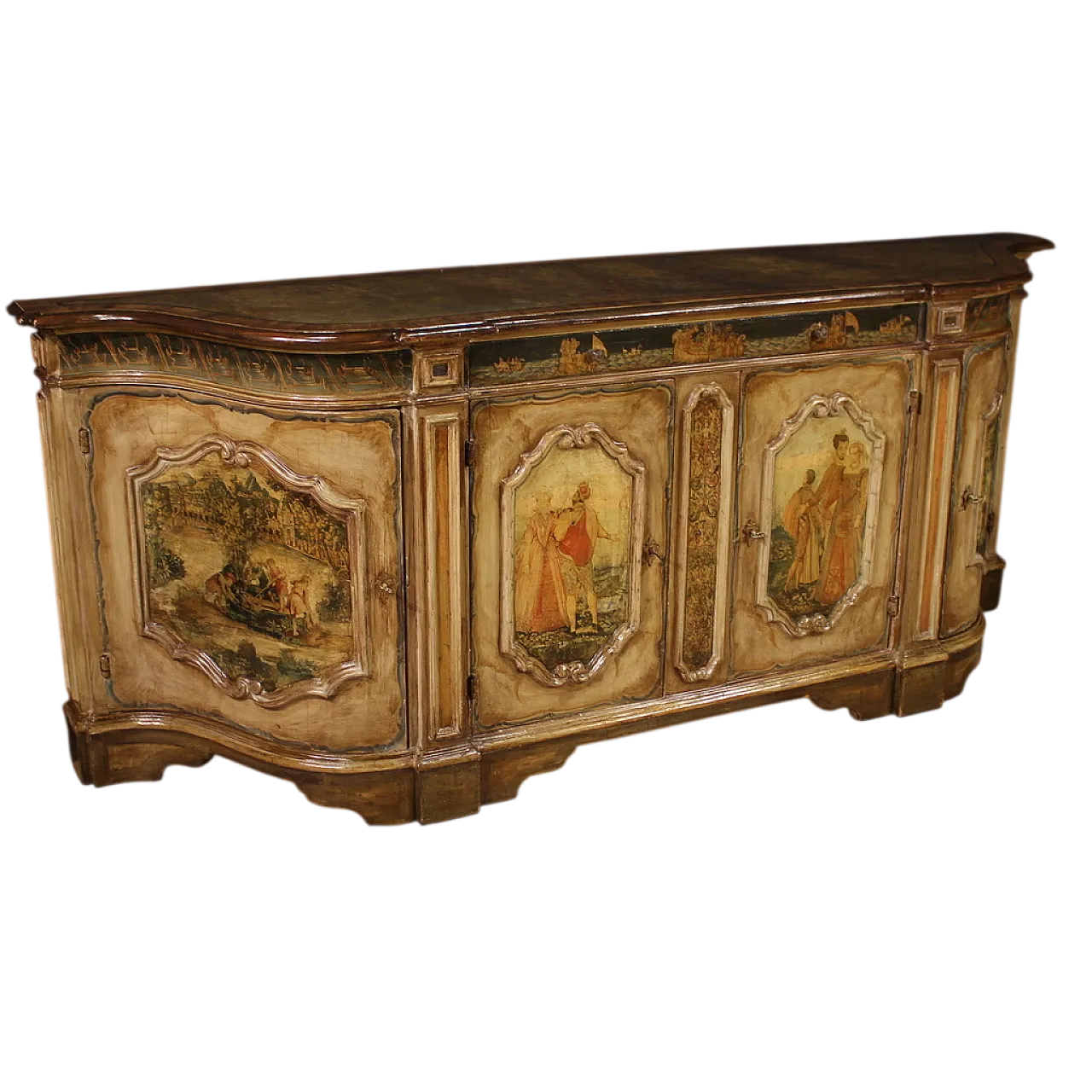 Grande credenza veneziana laccata e dipinta, '900 13