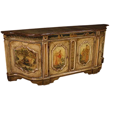 Grande credenza veneziana laccata e dipinta, '900