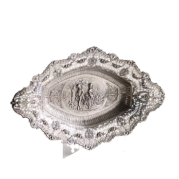 Centerpiece in embossed, perforated and chiseled silver, 20th century