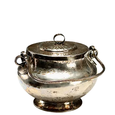 Hand-hammered silver sugar bowl, 20th century