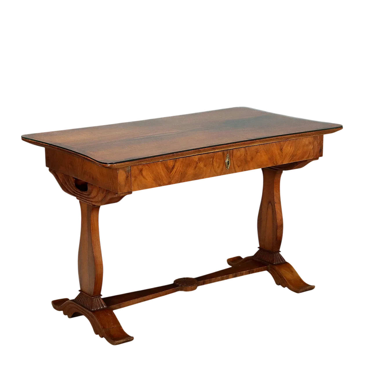 Biedermeier walnut writing desk, mid-19th century 11