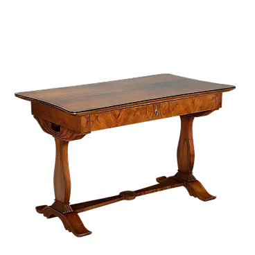 Biedermeier walnut writing desk, mid-19th century