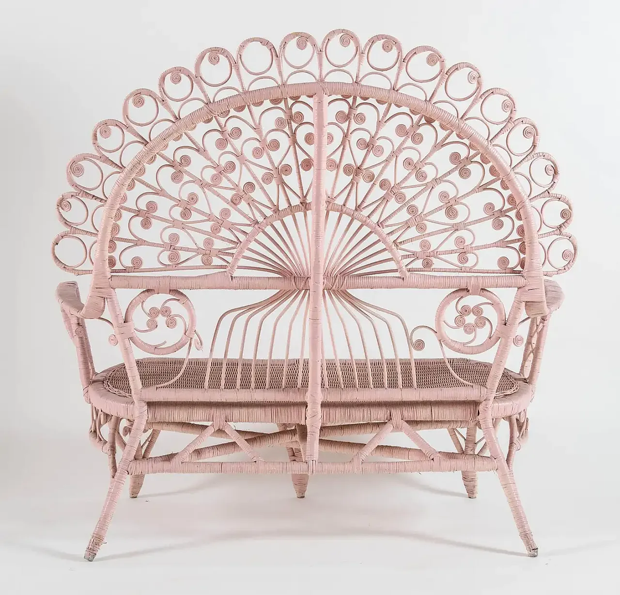 Divanetto in canna d'India e bambù di Valentino Più, anni '70 1