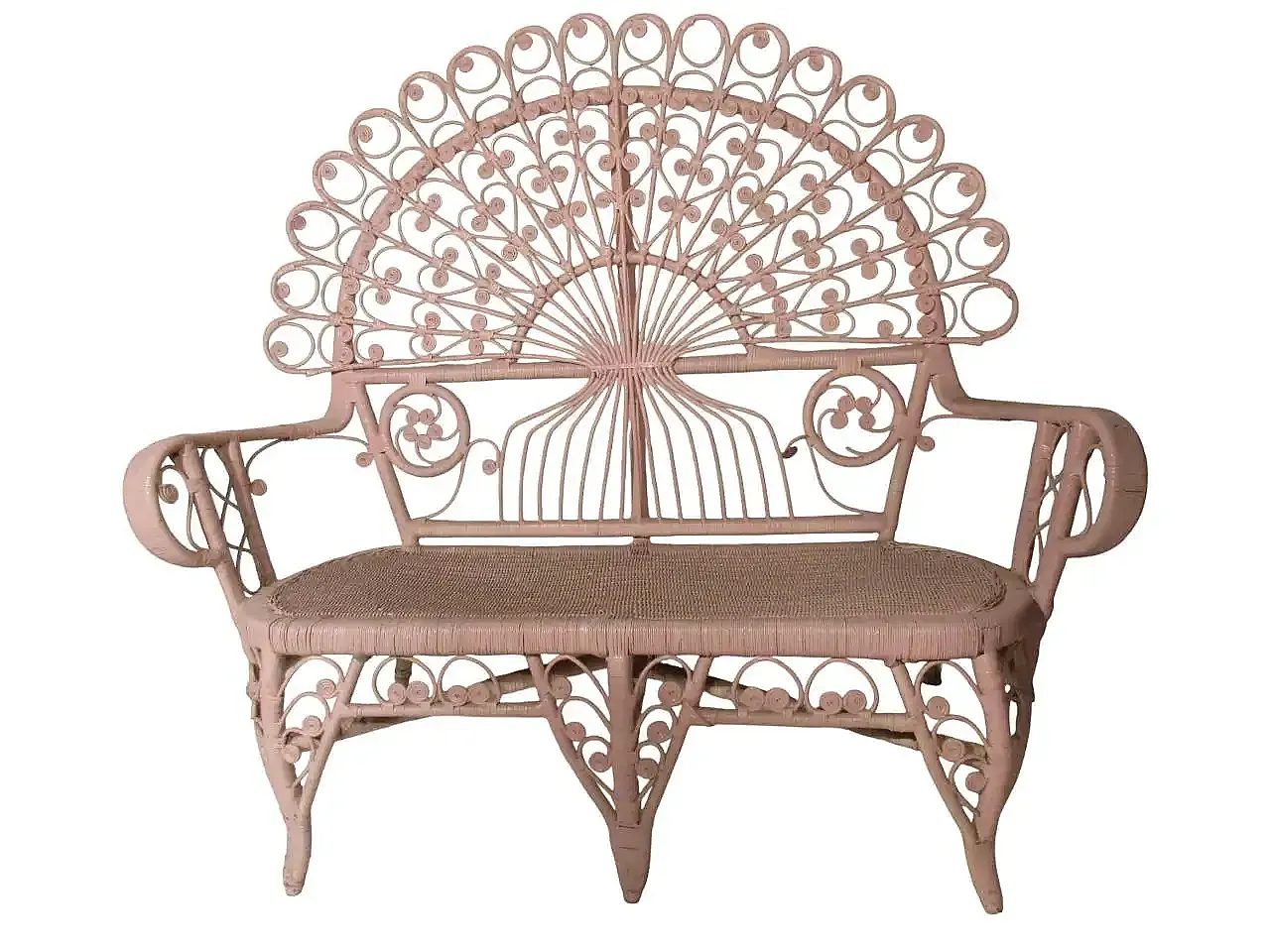 Divanetto in canna d'India e bambù di Valentino Più, anni '70 2