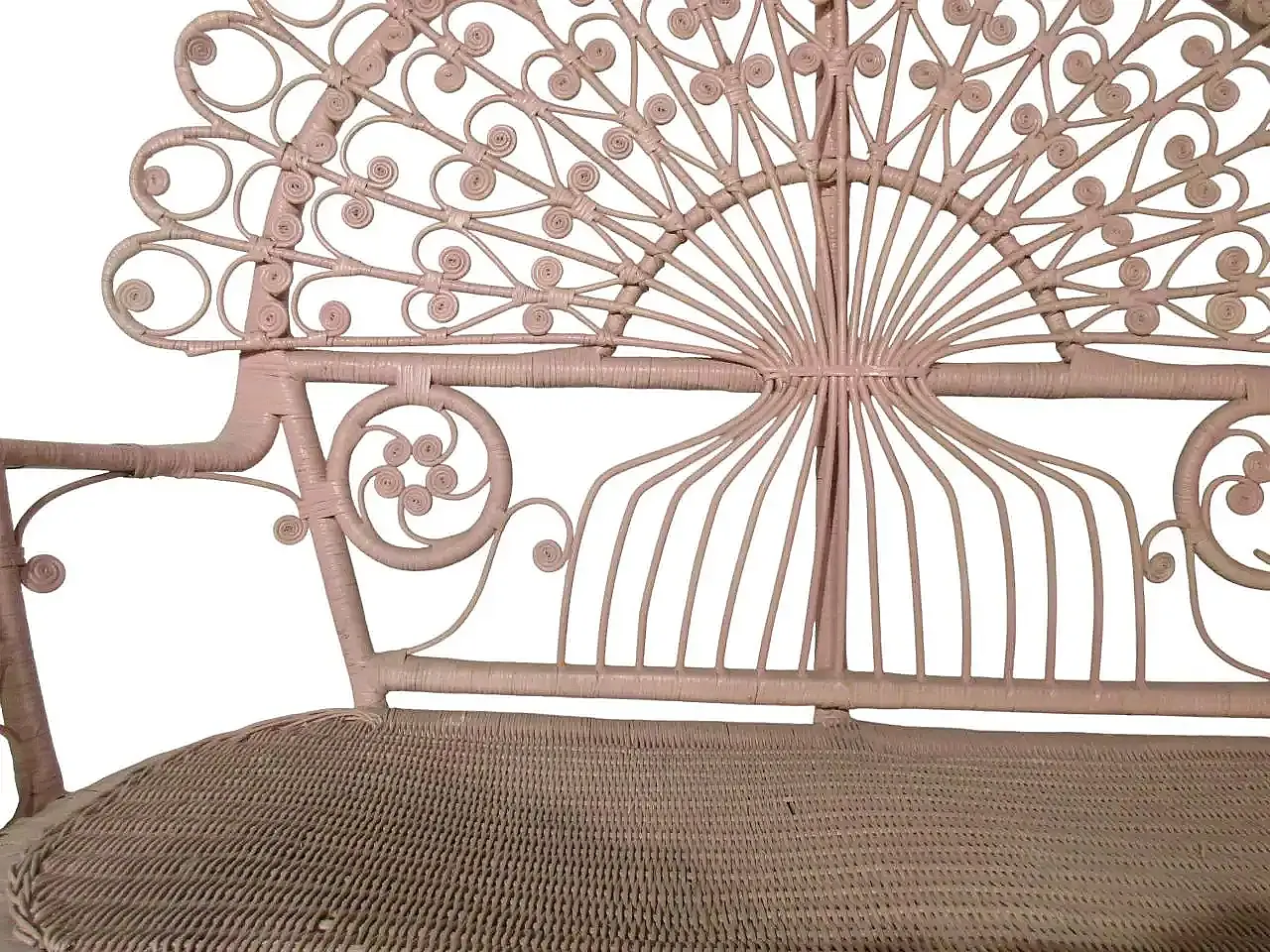 Divanetto in canna d'India e bambù di Valentino Più, anni '70 5