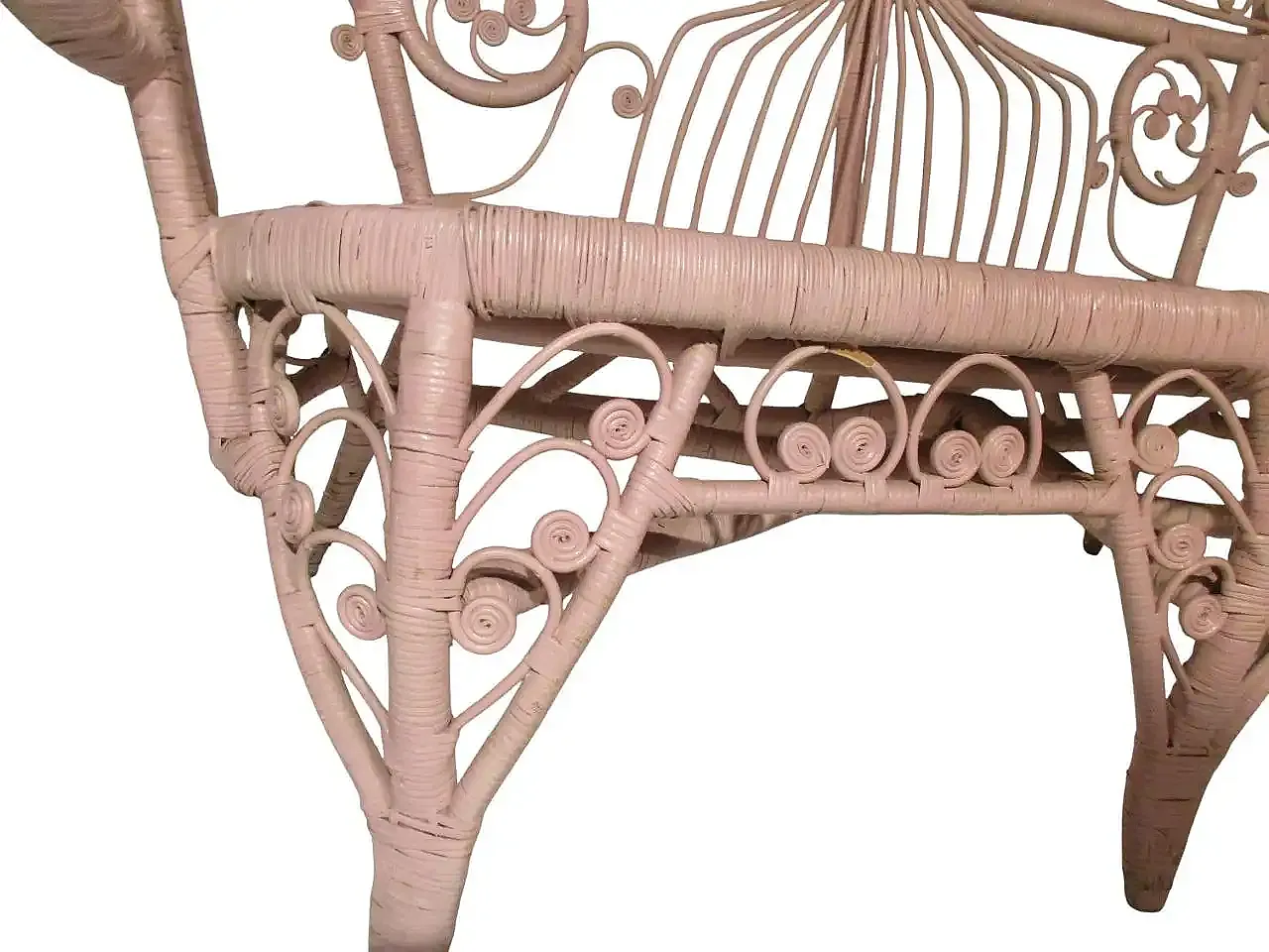 Divanetto in canna d'India e bambù di Valentino Più, anni '70 8