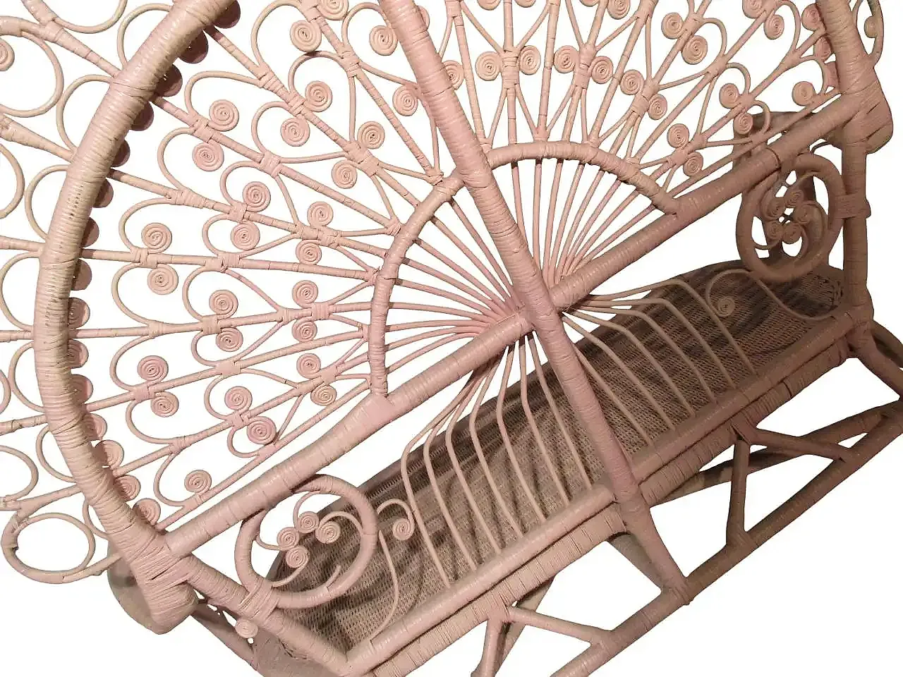 Divanetto in canna d'India e bambù di Valentino Più, anni '70 11