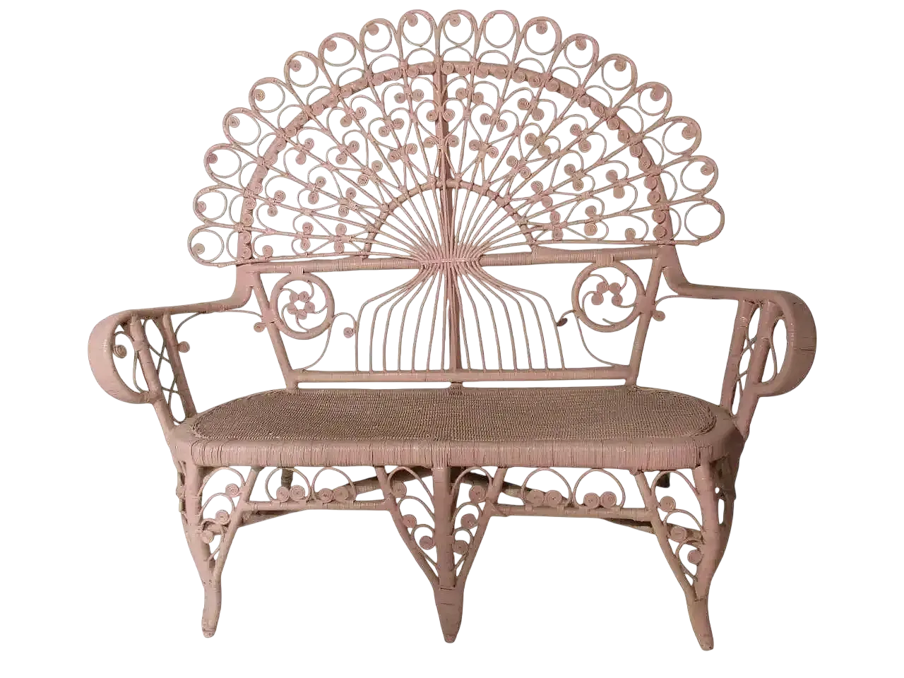 Divanetto in canna d'India e bambù di Valentino Più, anni '70 14