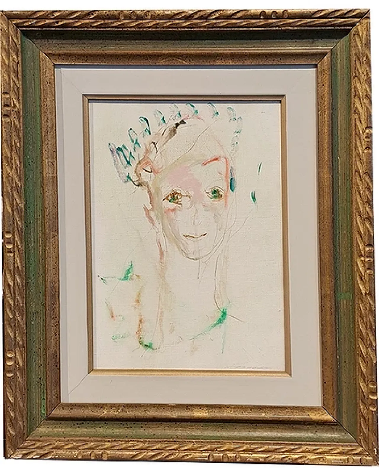 Portrait of a Woman by Ernesto Treccani, mixed media on canvas, 1970s 1
