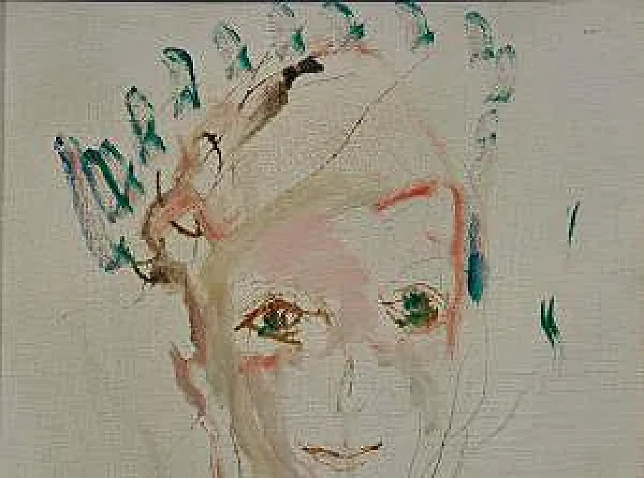 Portrait of a Woman by Ernesto Treccani, mixed media on canvas, 1970s 3