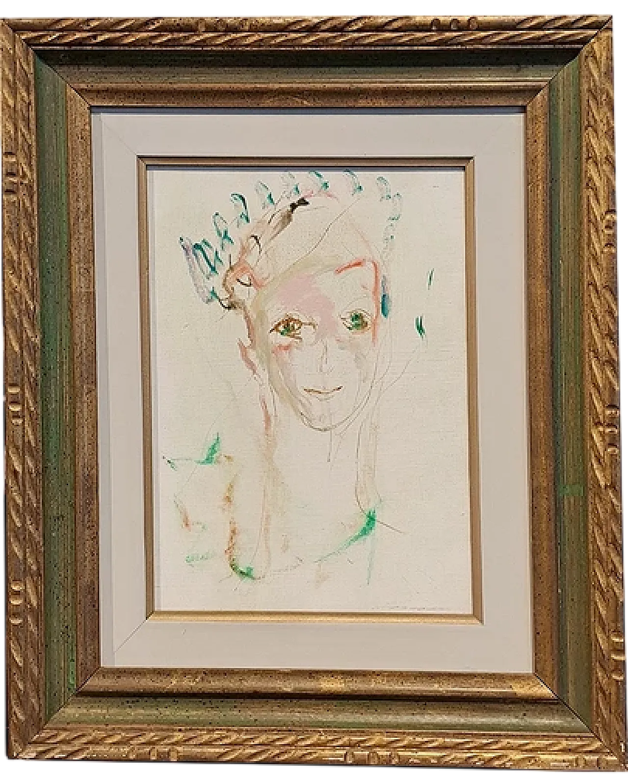 Portrait of a Woman by Ernesto Treccani, mixed media on canvas, 1970s 7