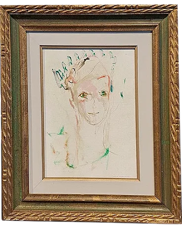 Ritratto di donna Ernesto Treccani, tecnica mista su tela, anni '70