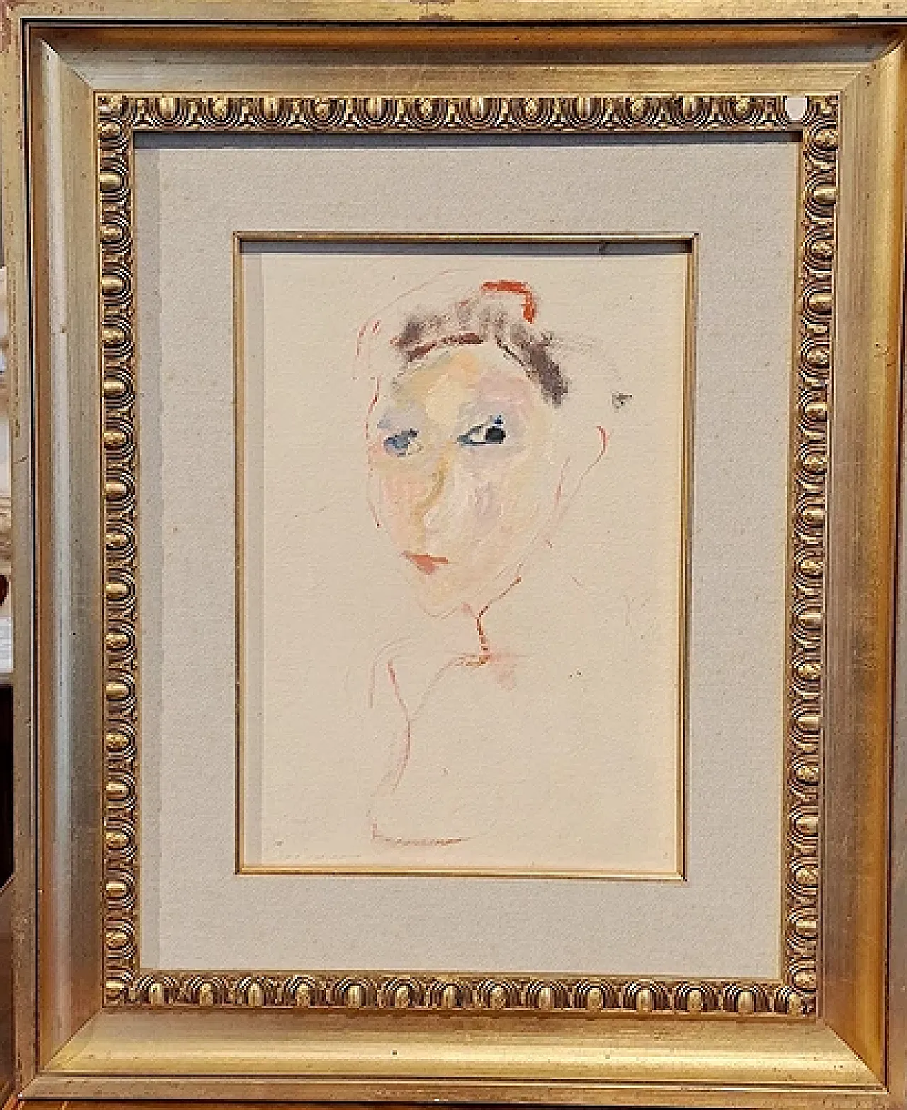 Portrait of a Woman by Ernesto Treccani, mixed media on canvas, 1970s 1