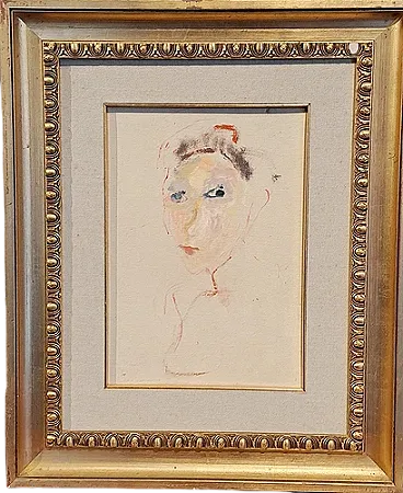 Ritratto di donna di Ernesto Treccani, tecnica mista su tela, anni '70