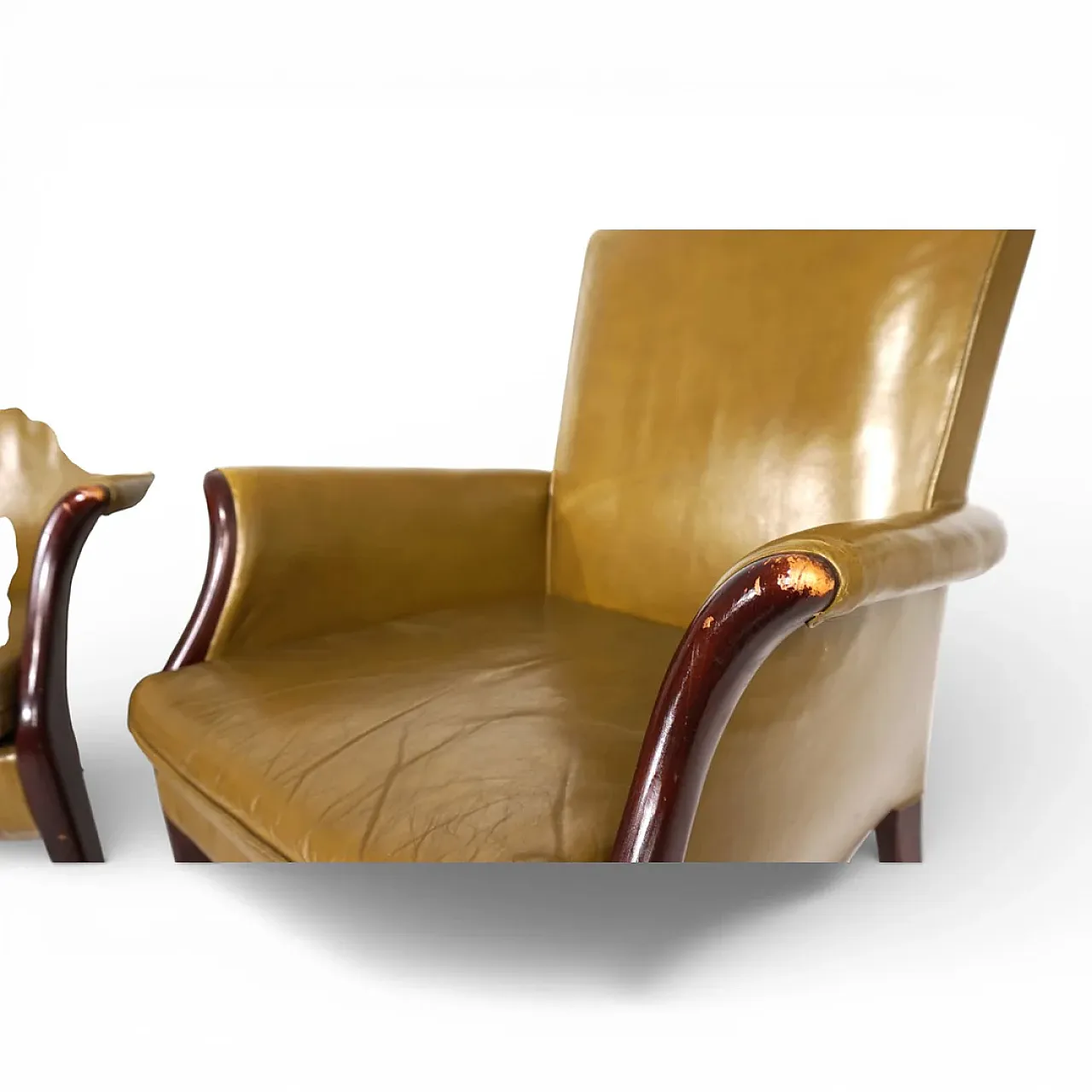 Pair of moss Froxfield leather armchairs by Parker Knoll, 1960s 7