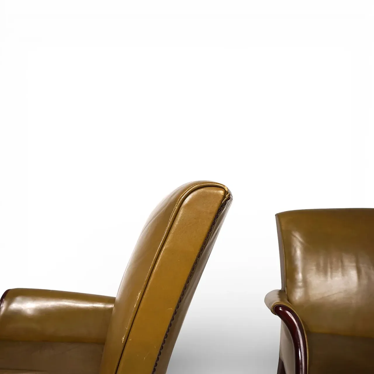 Pair of moss Froxfield leather armchairs by Parker Knoll, 1960s 11