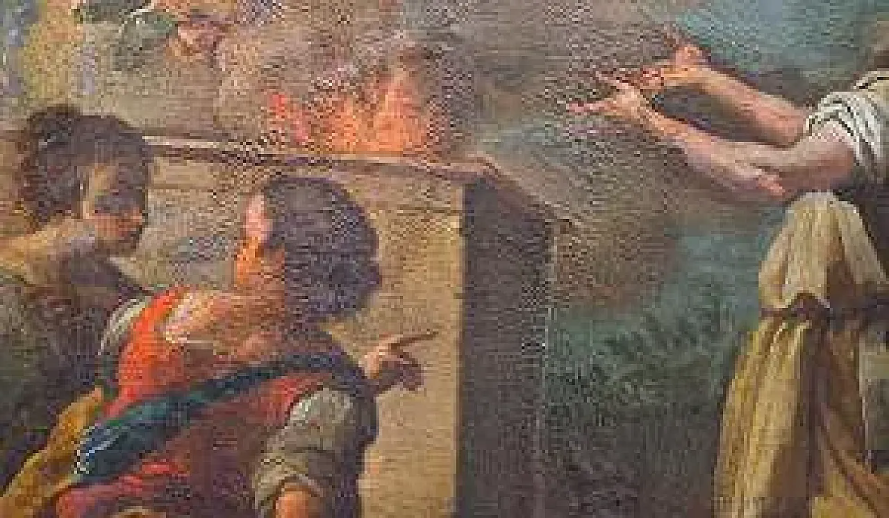 Il sacrificio di Noè dopo il diluvio, olio su tela, '600 3