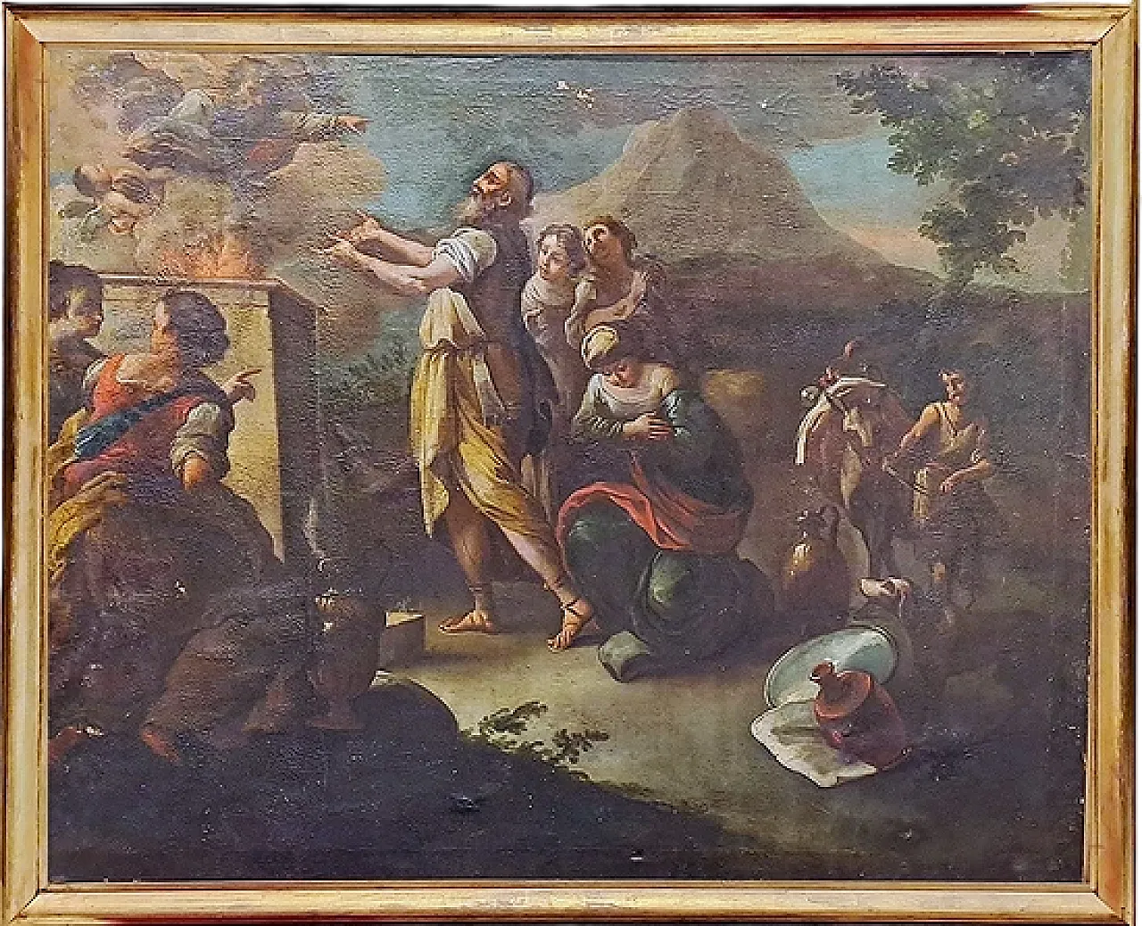 Il sacrificio di Noè dopo il diluvio, olio su tela, '600 10