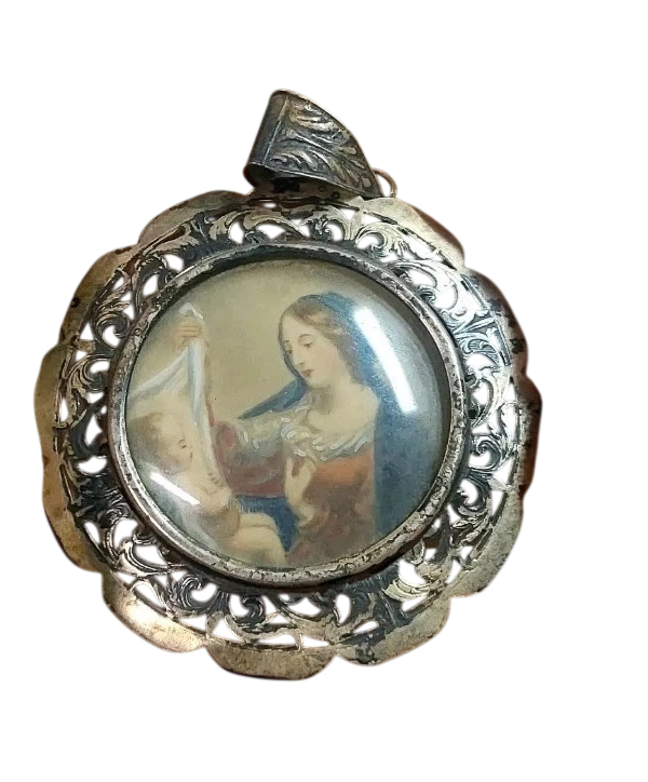 Virgin and Child, pendant with silver frame, 19th century 8