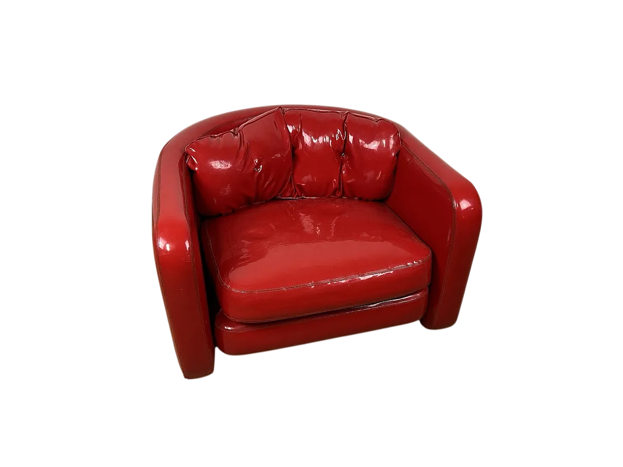 Space Age red vinyl Aarmchair, 1970s 19