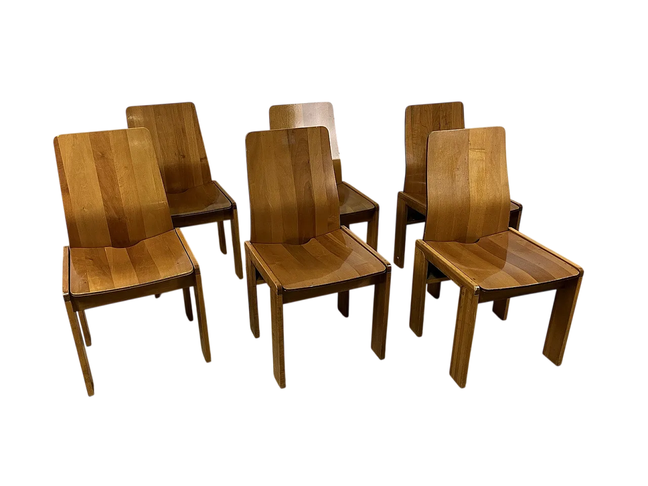 6 Maxello wooden chairs from Piarotto, 1970s 23