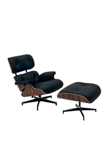 Poltrona lounge e pouf di Charles e Ray Eames per Herman Miller, 2000