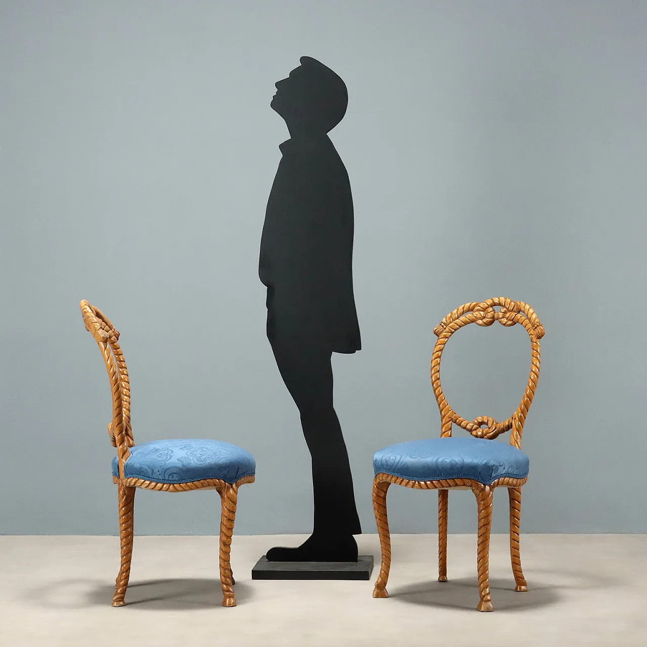 Pair of beech chairs with padded seats, 19th century 2