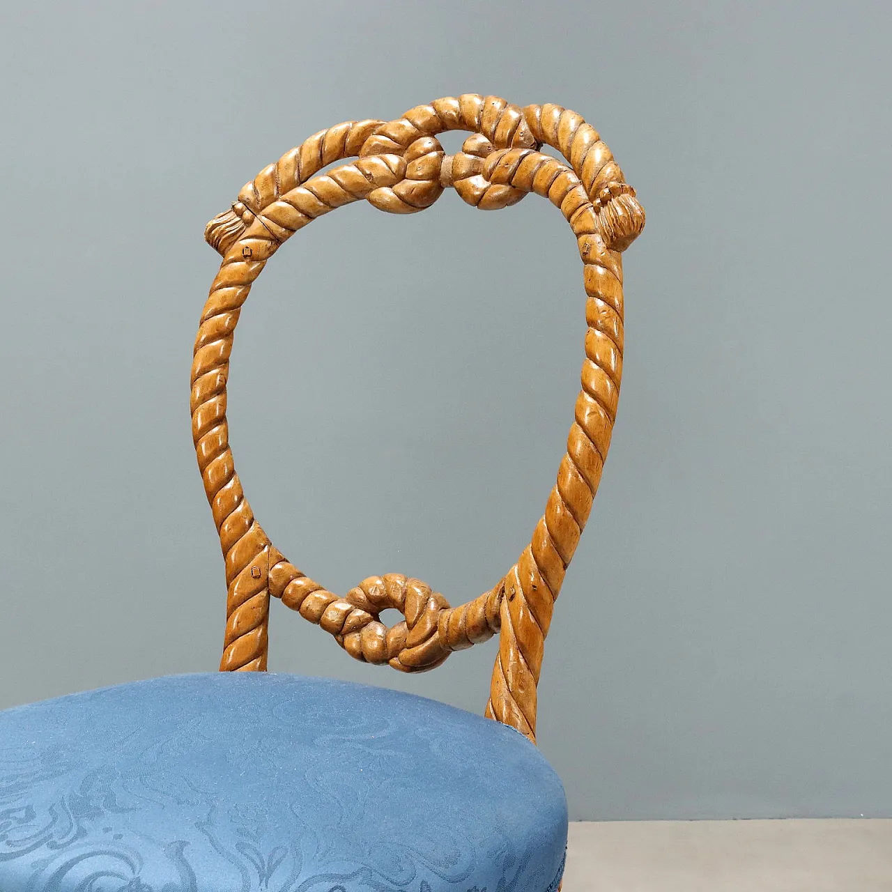 Pair of beech chairs with padded seats, 19th century 4