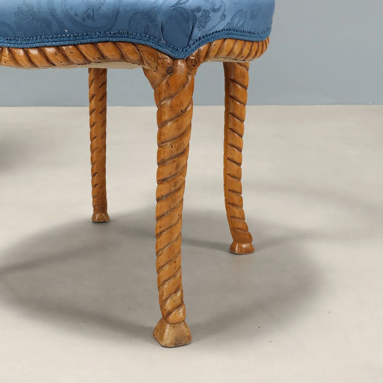 Pair of beech chairs with padded seats, 19th century 5