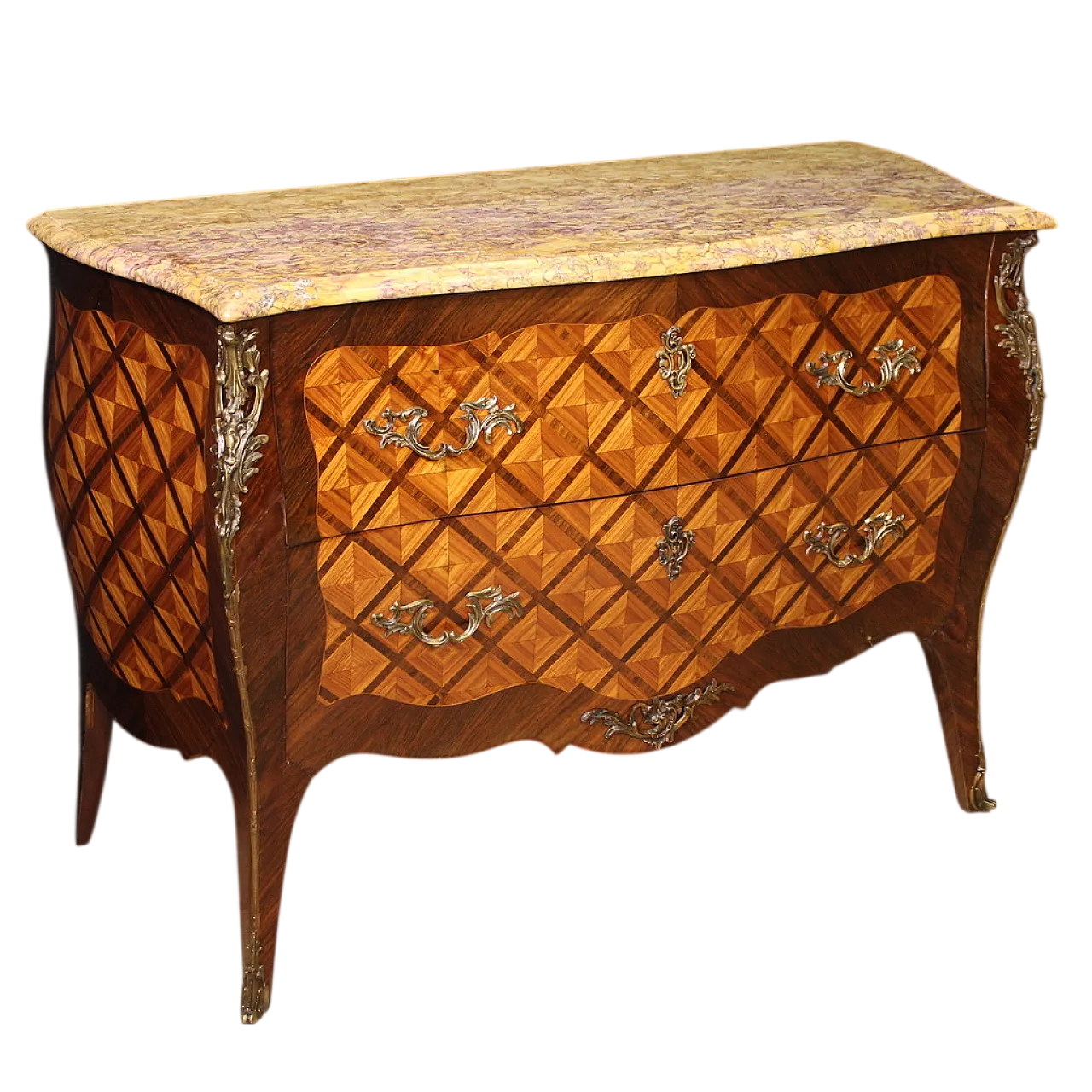 Comò francese intarsiato in stile Luigi XV, '900 13