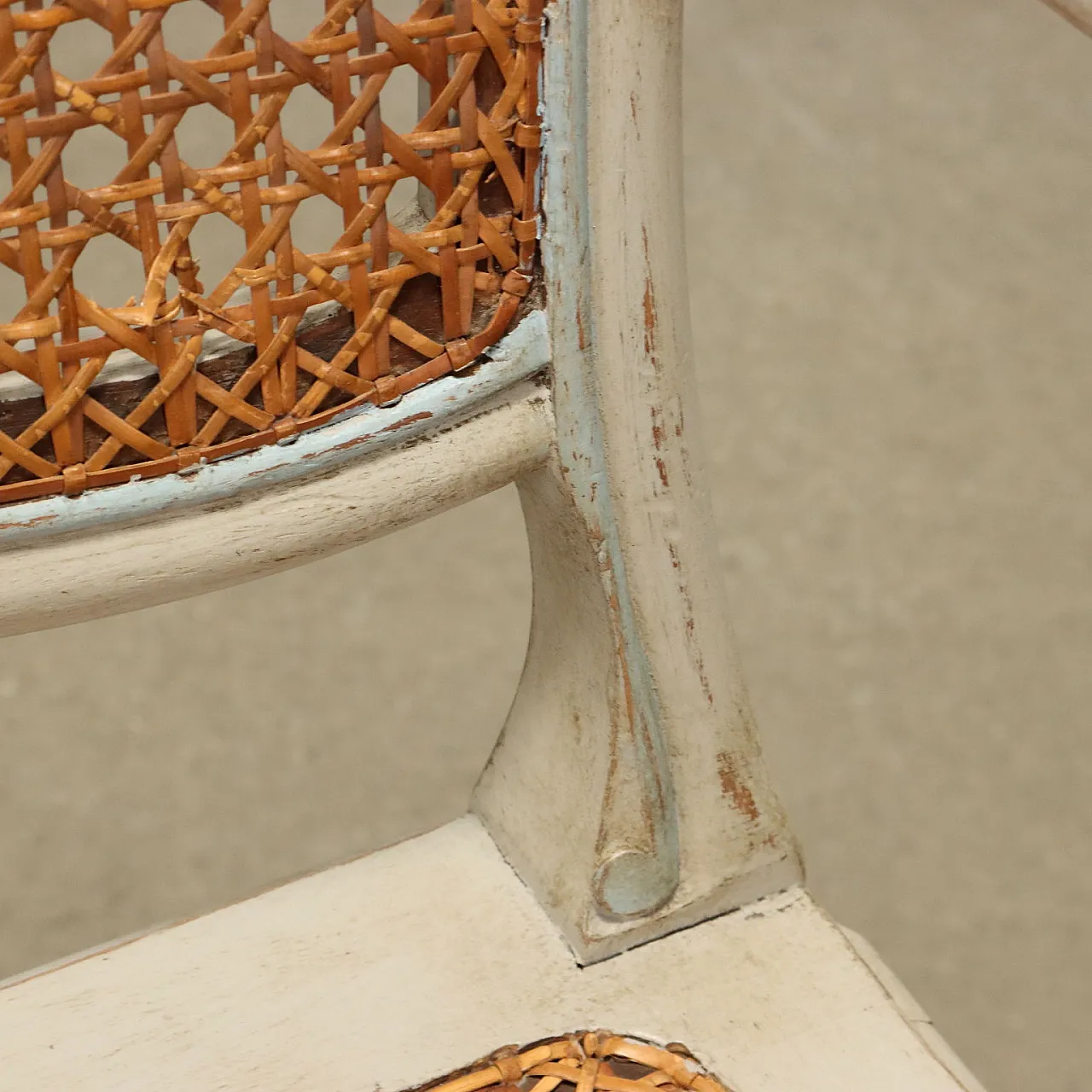 Pair of baroque style armchairs in lacquered wood, 20th century 6