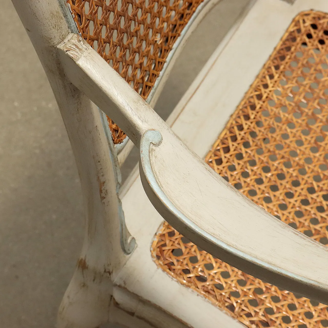 Pair of baroque style armchairs in lacquered wood, 20th century 7
