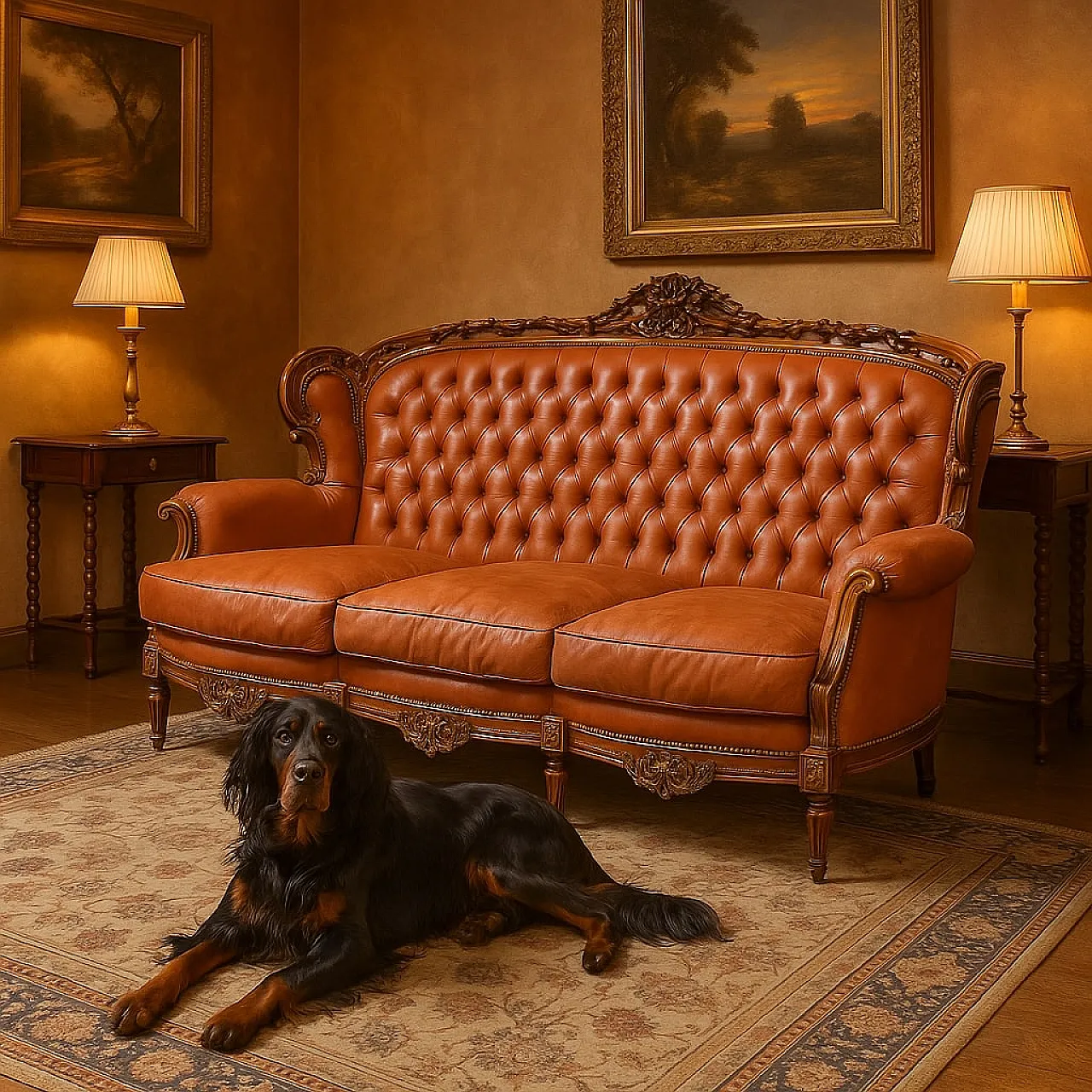 Divano in noce in stile neoclassico, '900 2