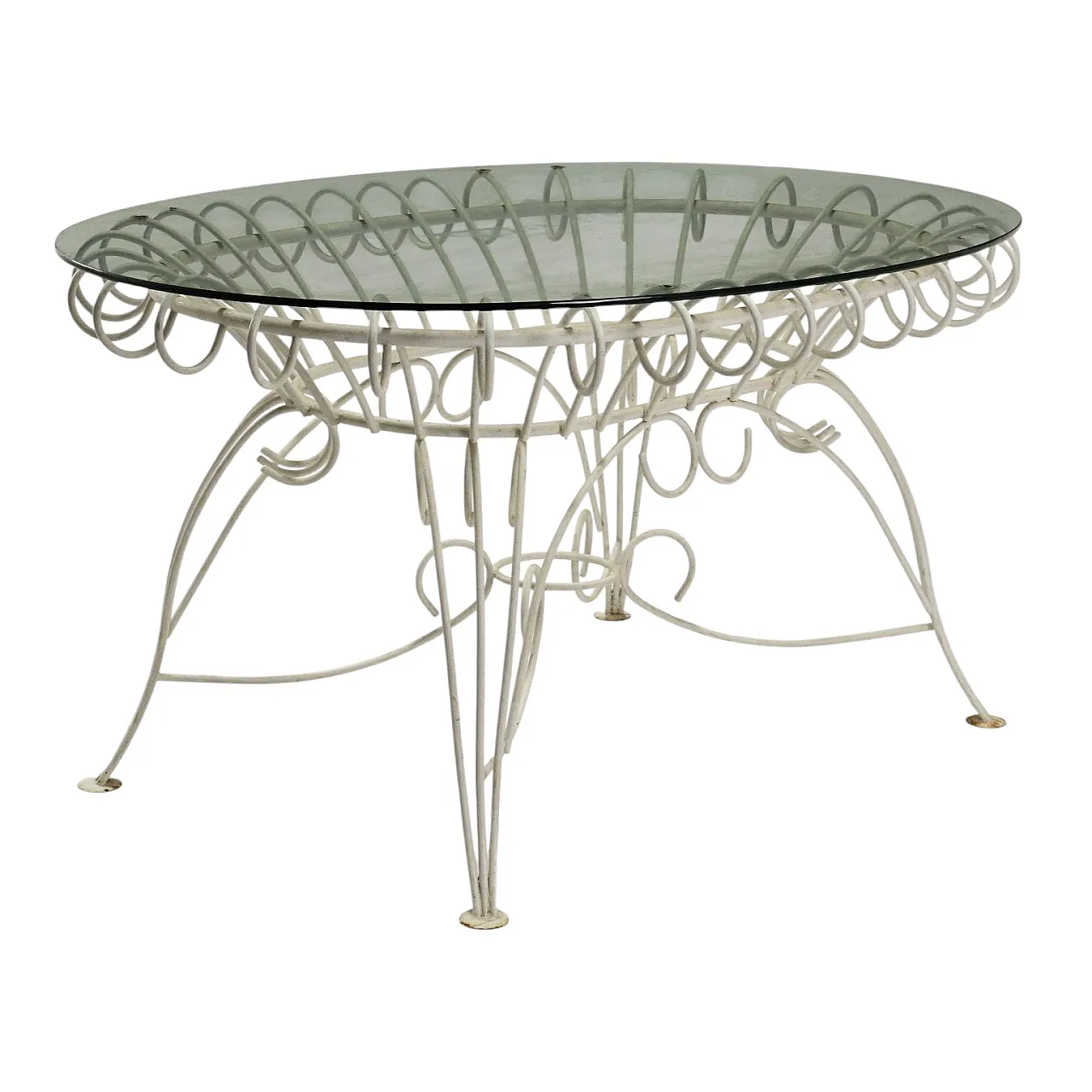 White enamelled iron garden table, 1960s 1